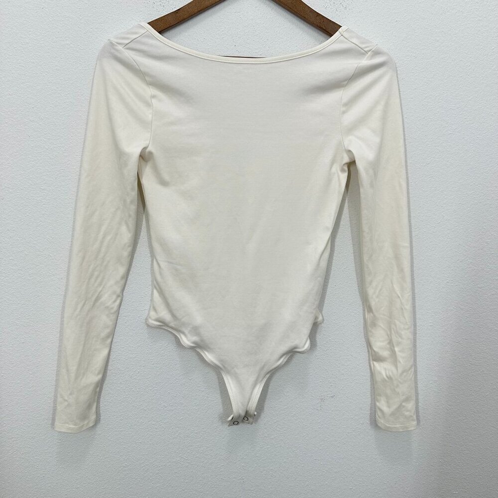J. Crew Size XS Ivory‎ Scoopback bodysuit in stretch cotton blend Layering